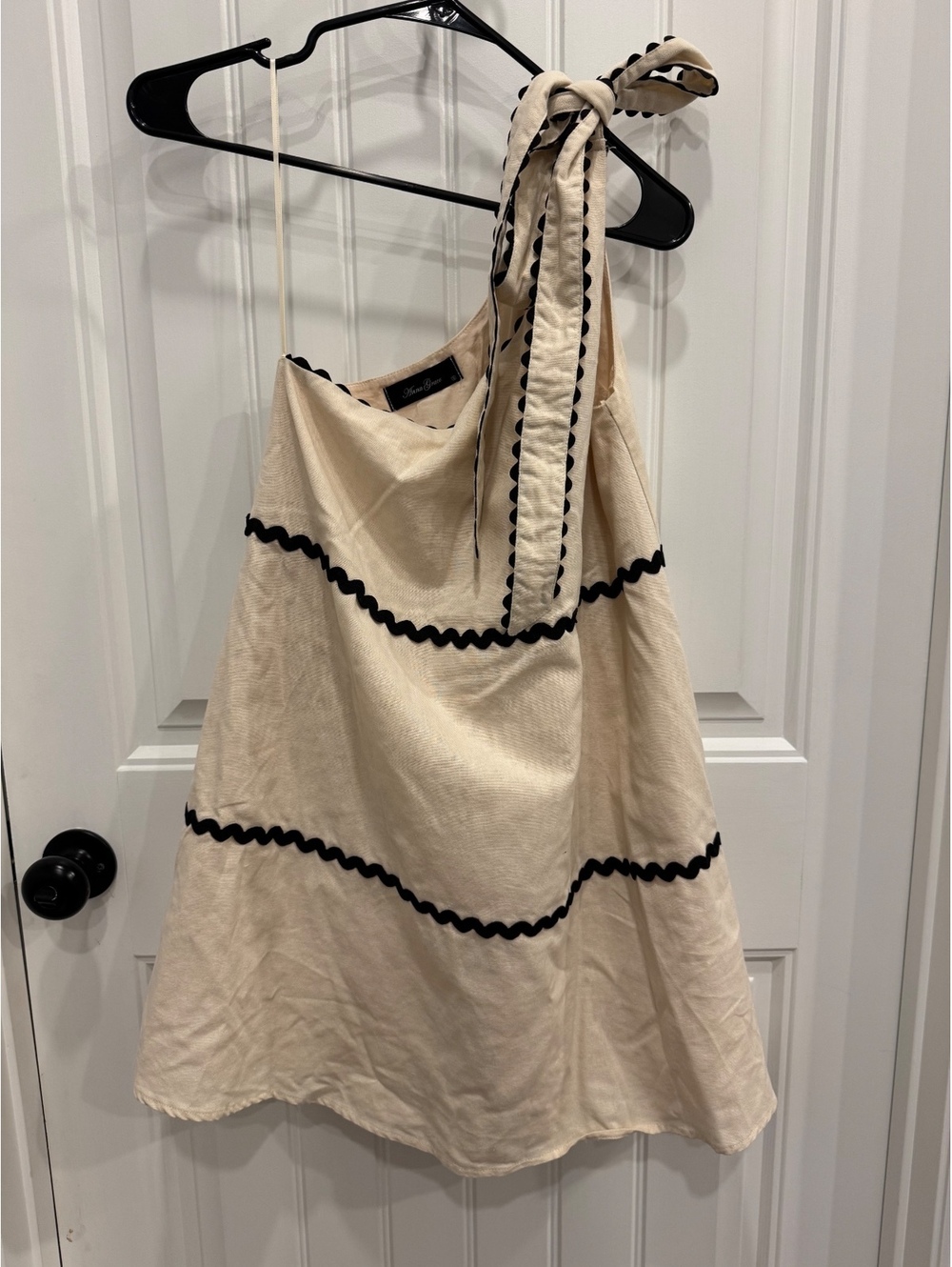 NWT Anna Grace Oatmeal Linen Blend One-Shoulder Dress- Small